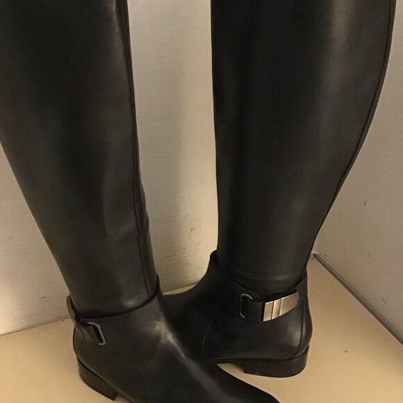 Nine West women black leather tall knee high riding boots US 5.5 - Picture 12 of 12